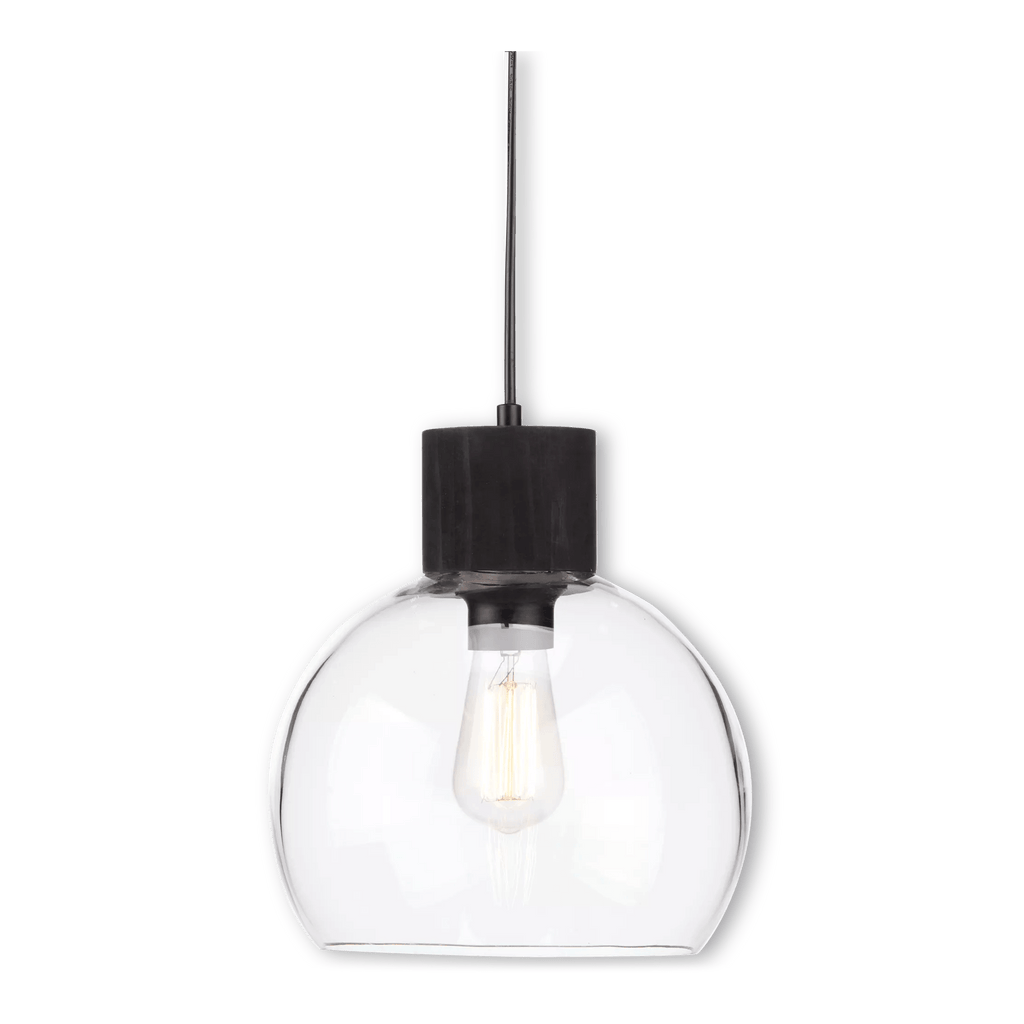 Round Glass and Wood Ceiling Lamp