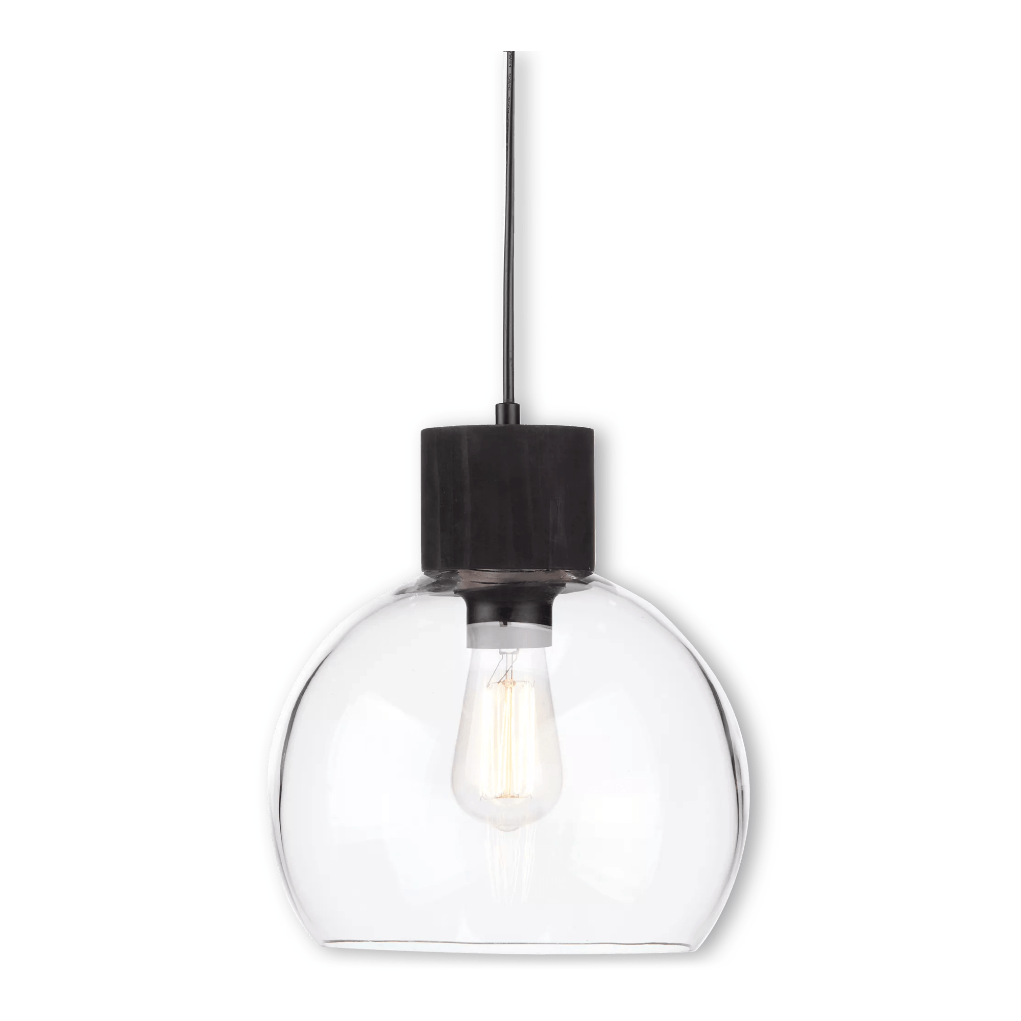 Round Glass and Wood Ceiling Lamp