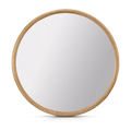 Round Wood-Framed Mirror
