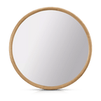 Round Wood-Framed Mirror