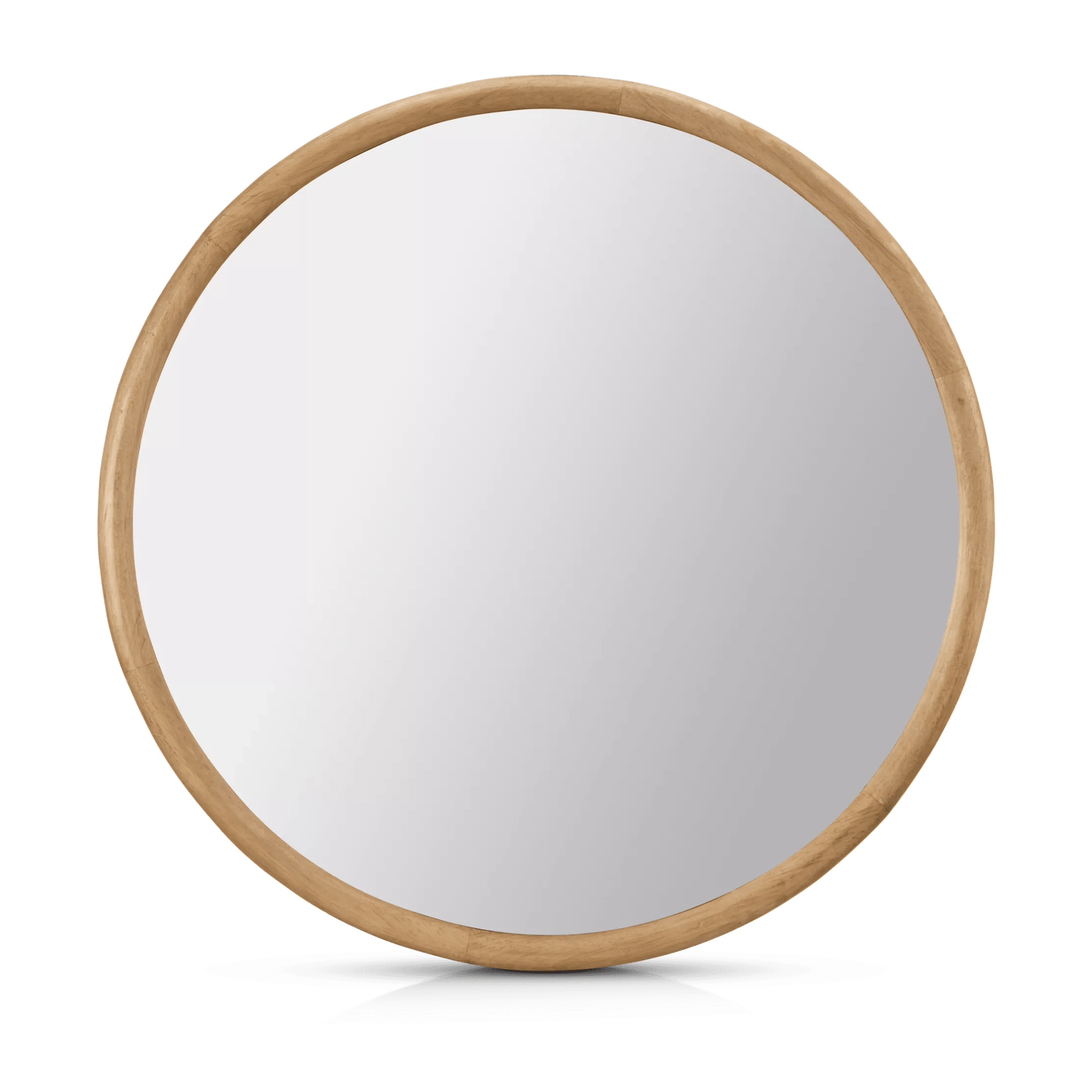 Round Wood-Framed Mirror