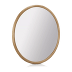 Round Wood-Framed Mirror