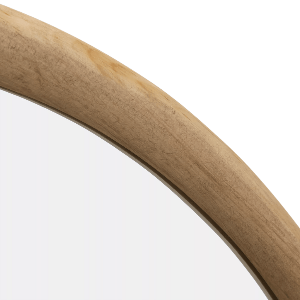 Round Wood-Framed Mirror