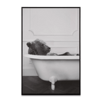 Bear in Bathtub Printed Framed Canvas