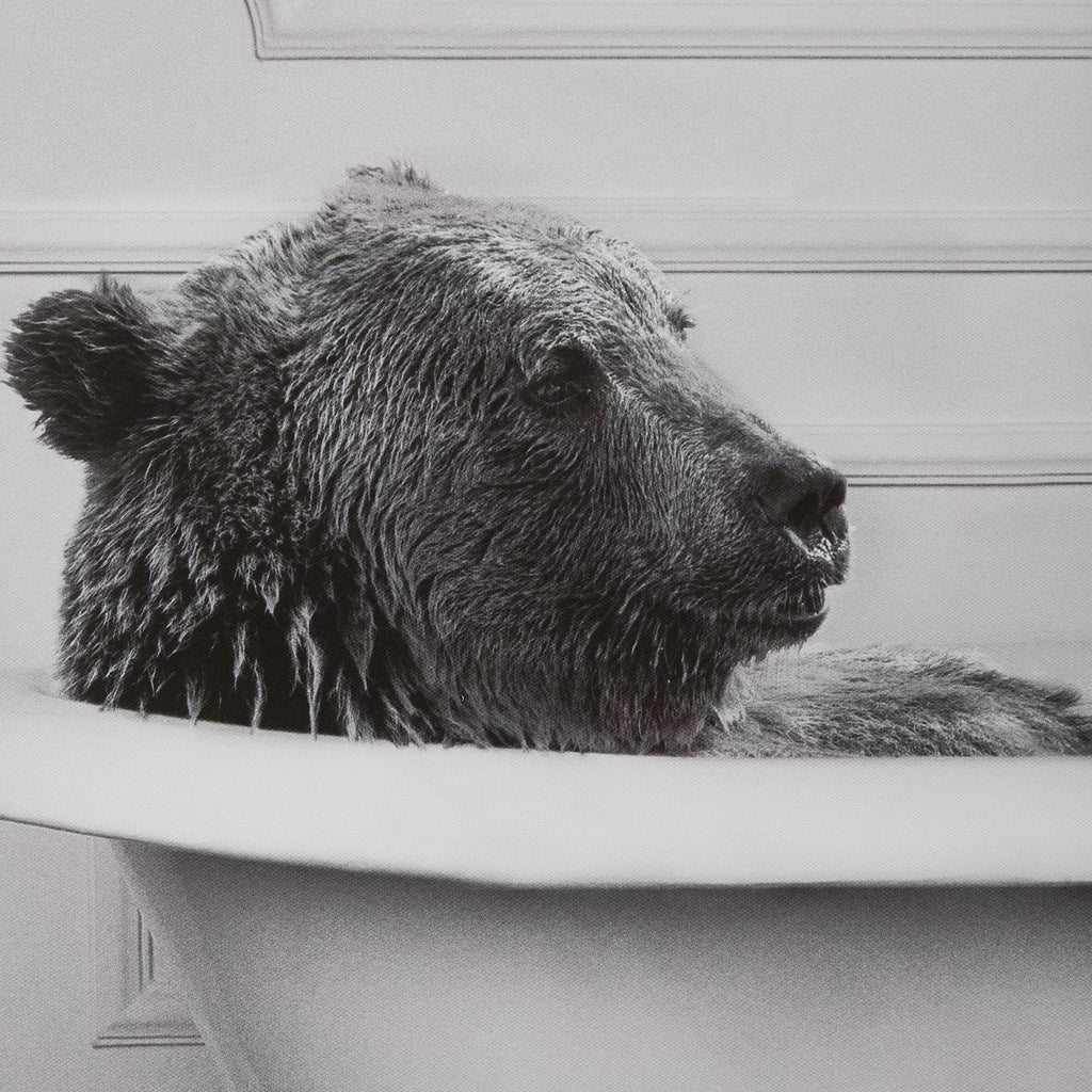 Bear in Bathtub Printed Framed Canvas