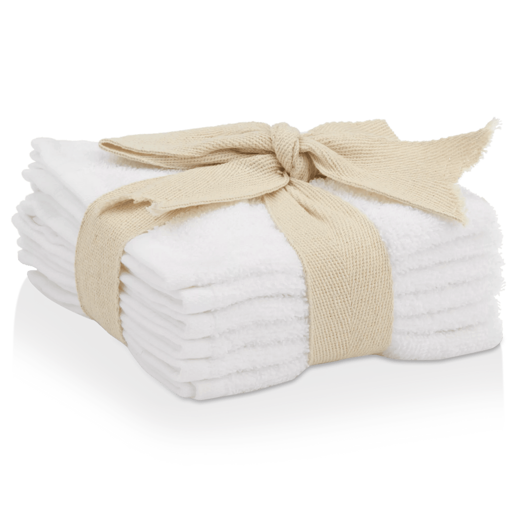 White Set of 6 Large Washcloths