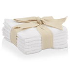 White Set of 6 Large Washcloths