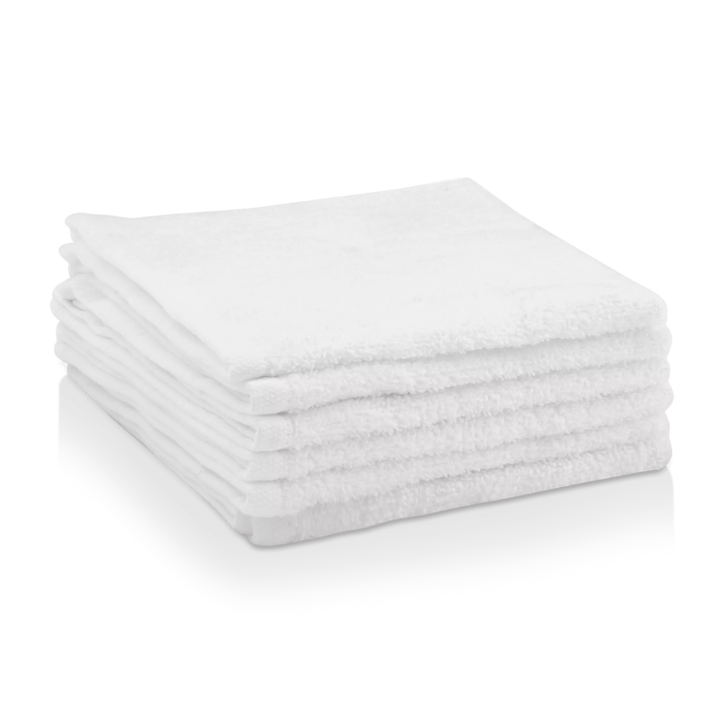 White Set of 6 Large Washcloths