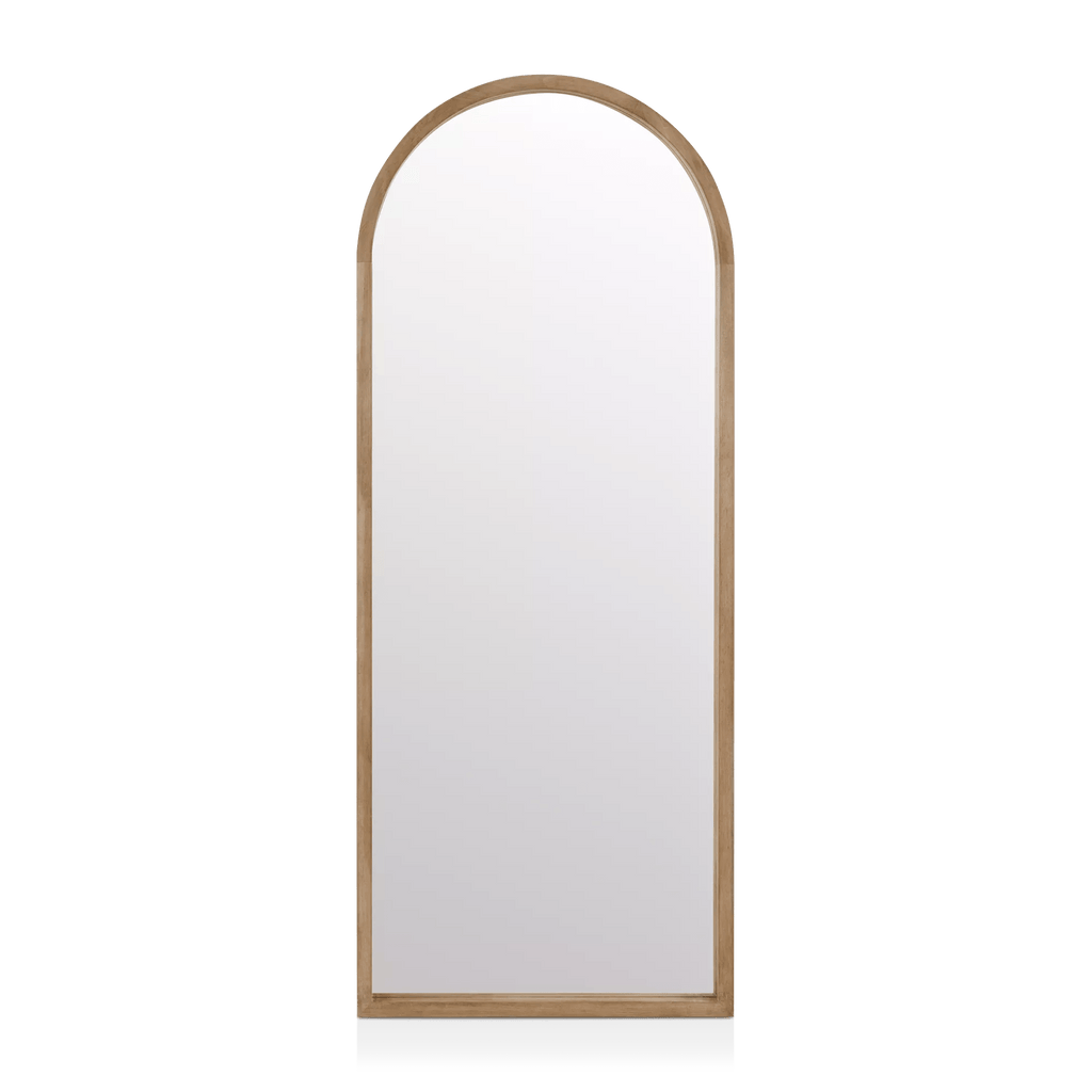 Full-Size Mirror with Wooden Arched Frame