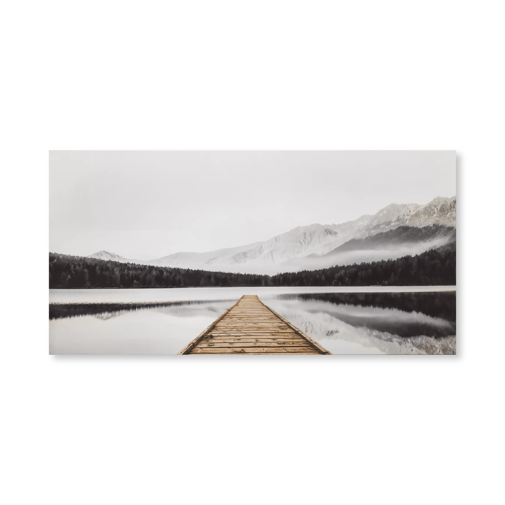 Dock with Mountain View Printed Canvas