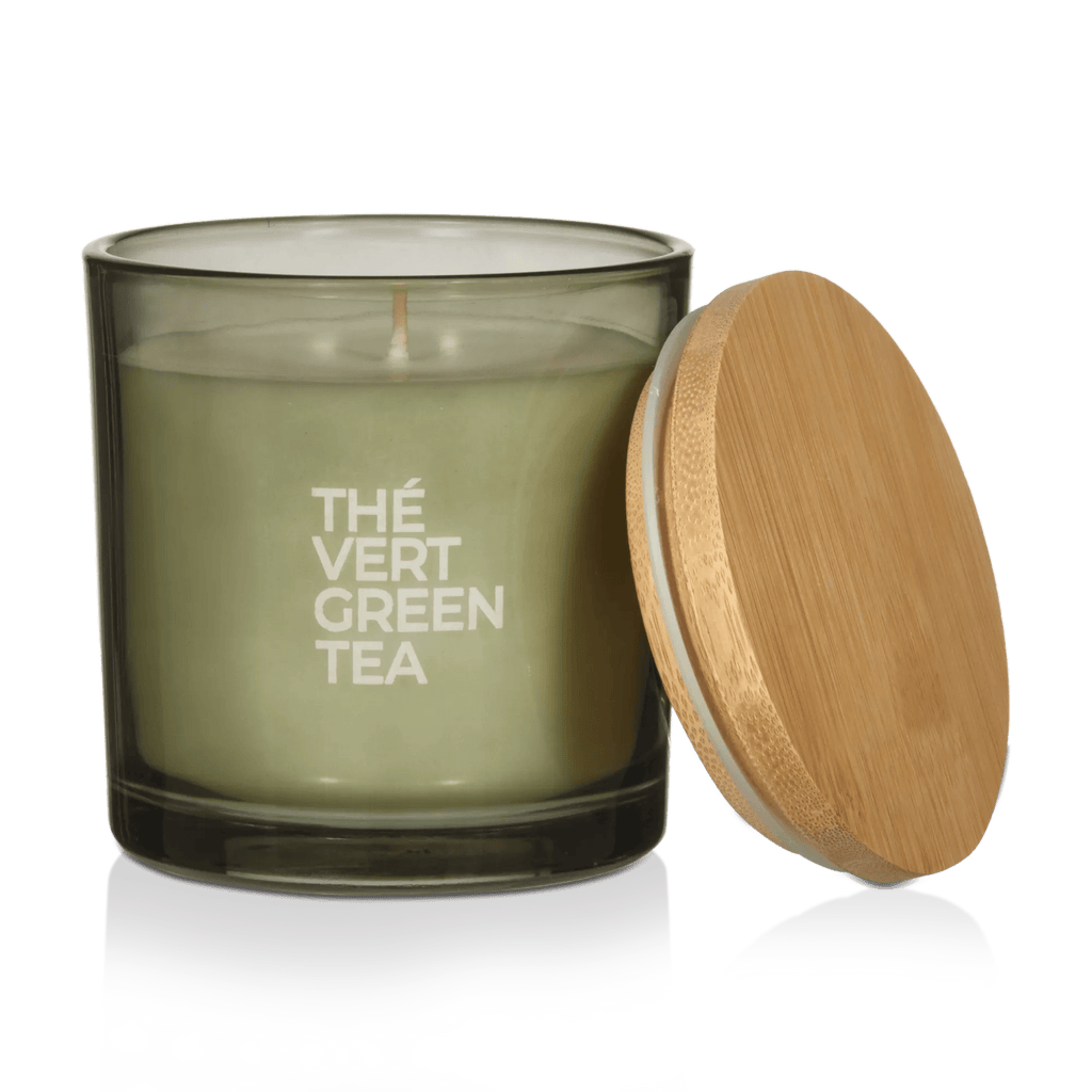 Bouclair Green Tea Candle with Wooden Lid