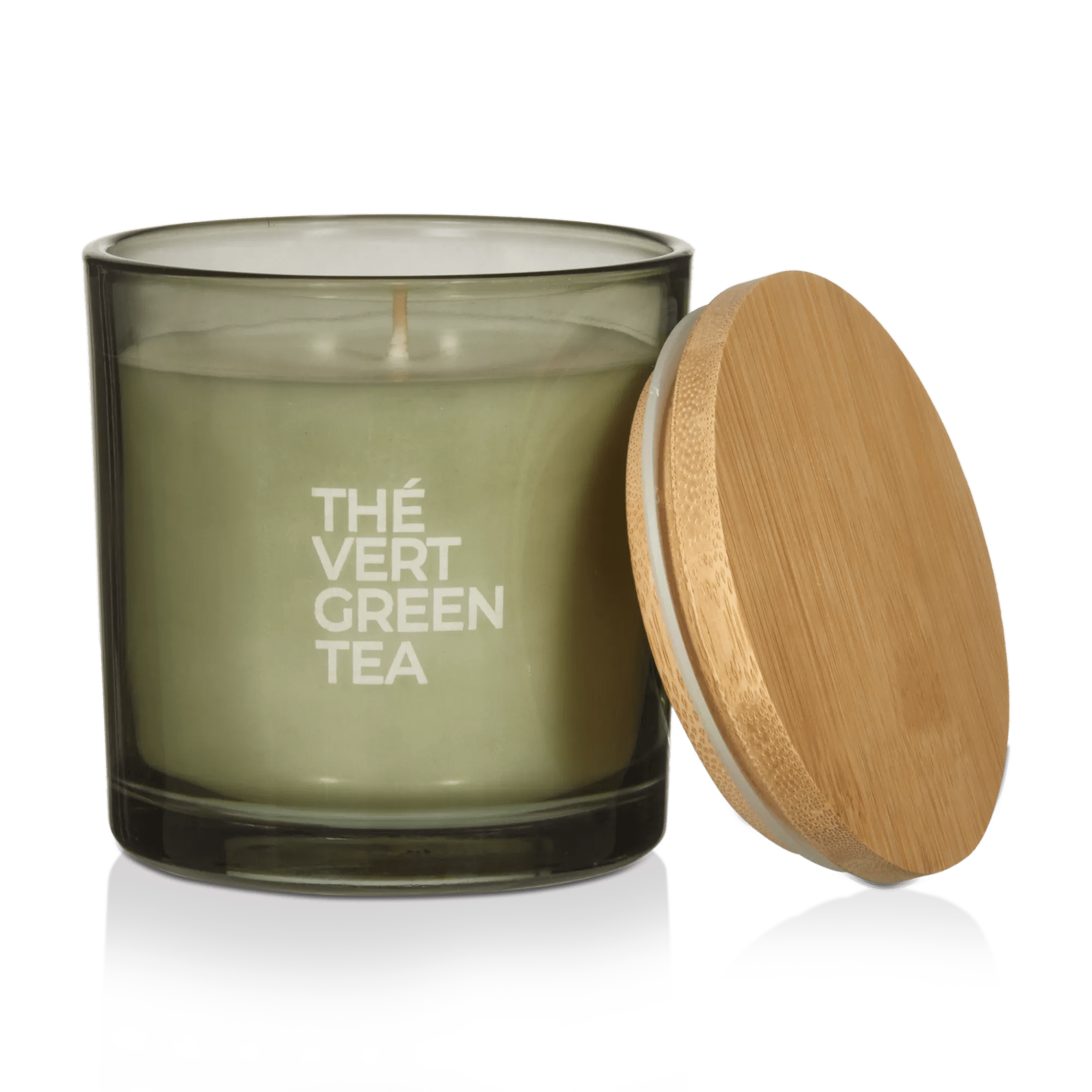 Bouclair Green Tea Candle with Wooden Lid