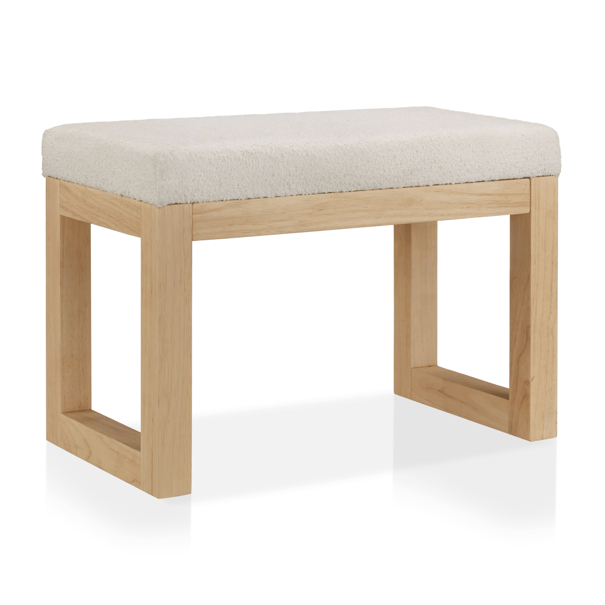 Fabric and Natural Wood Bench