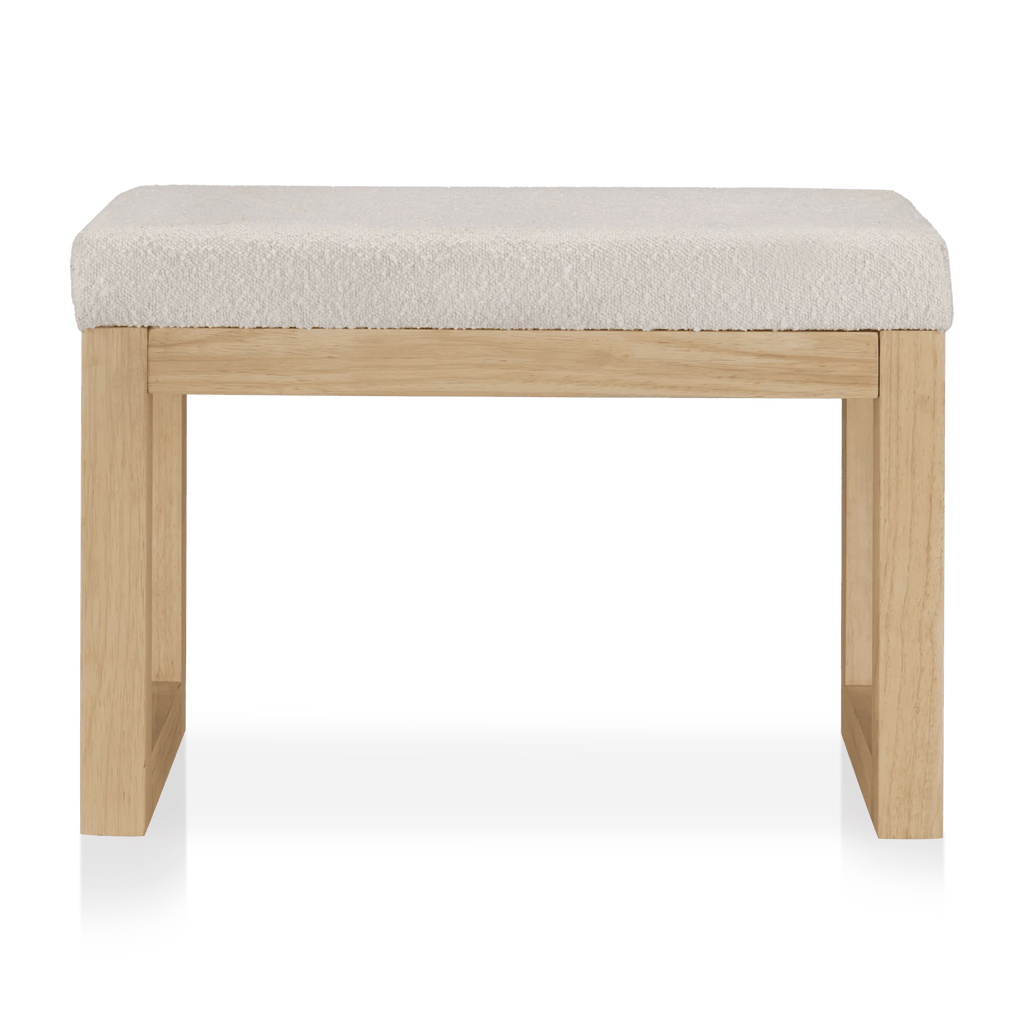 Fabric and Natural Wood Bench