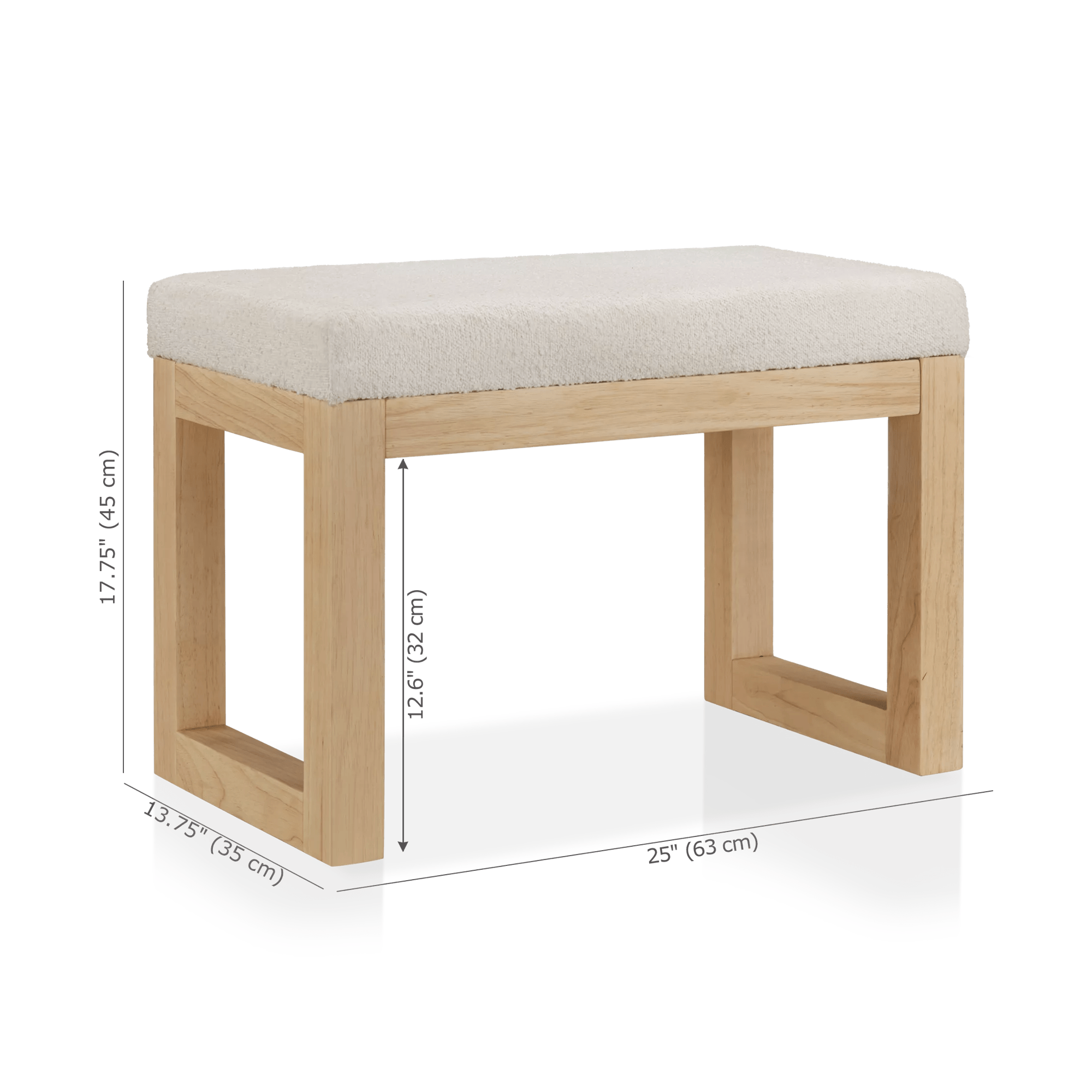 Fabric and Natural Wood Bench