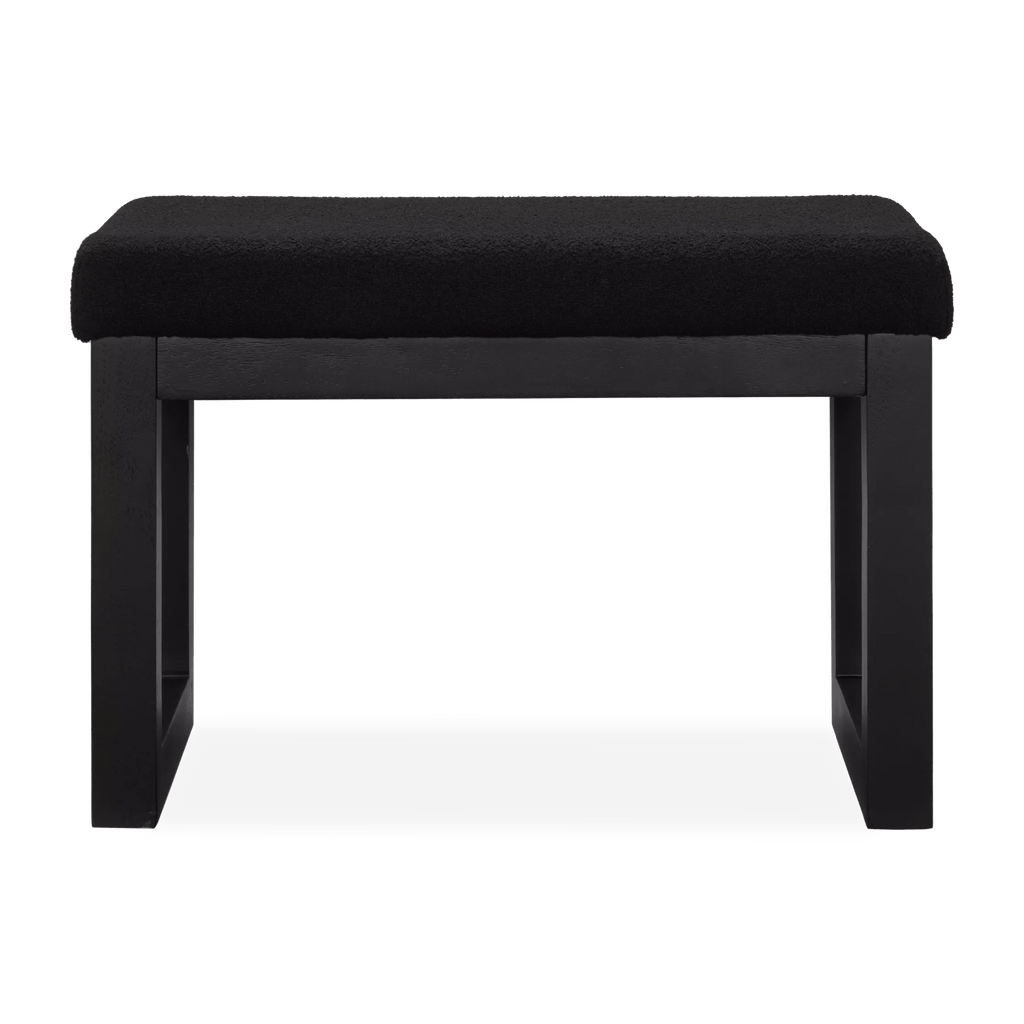 Black Fabric and Wood Bench