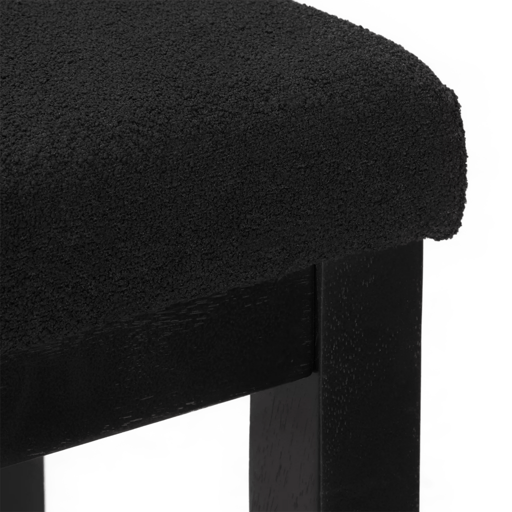 Black Fabric and Wood Bench