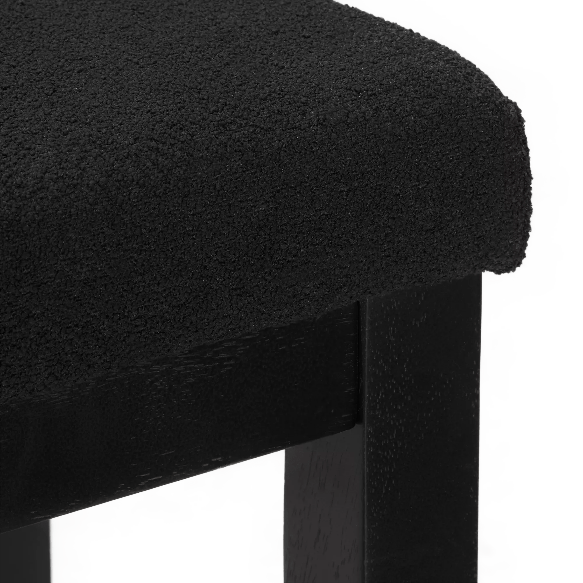 Black Fabric and Wood Bench