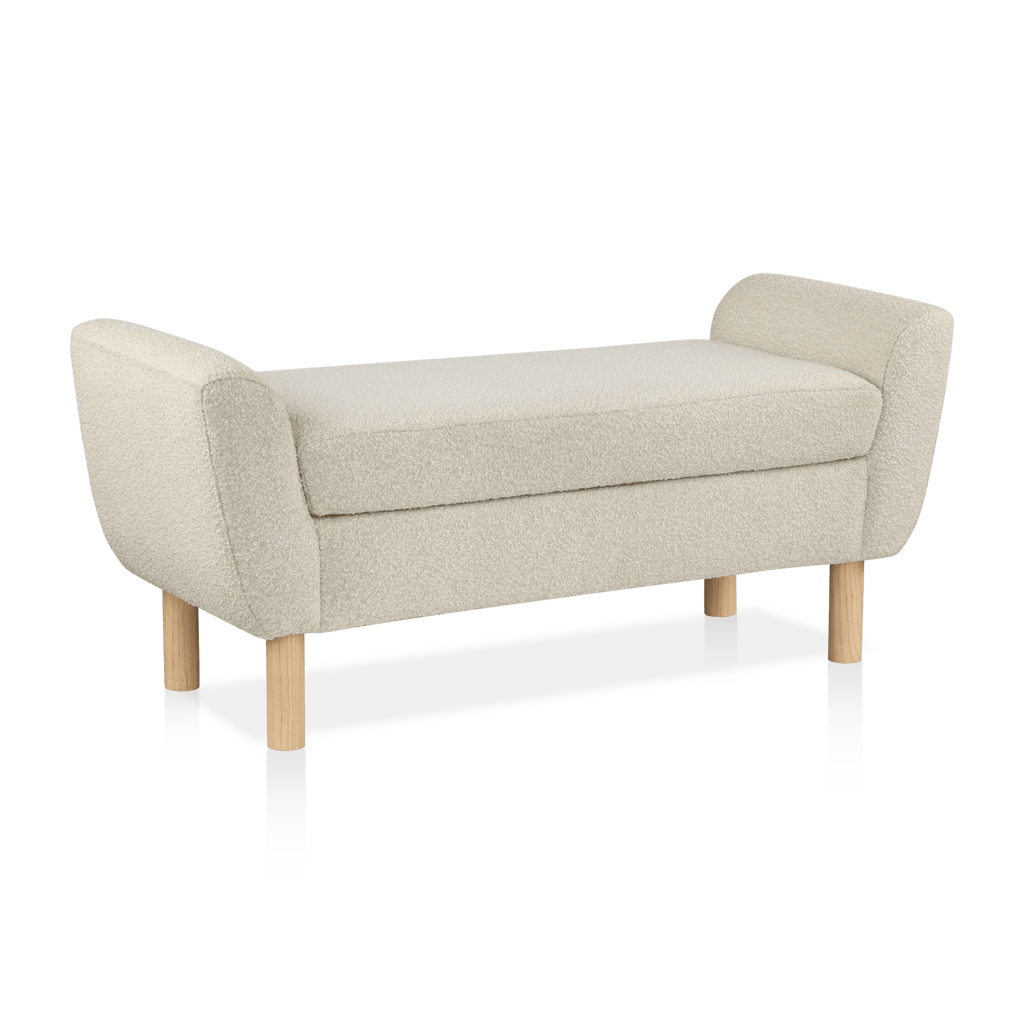 Fabric and Wood Bench