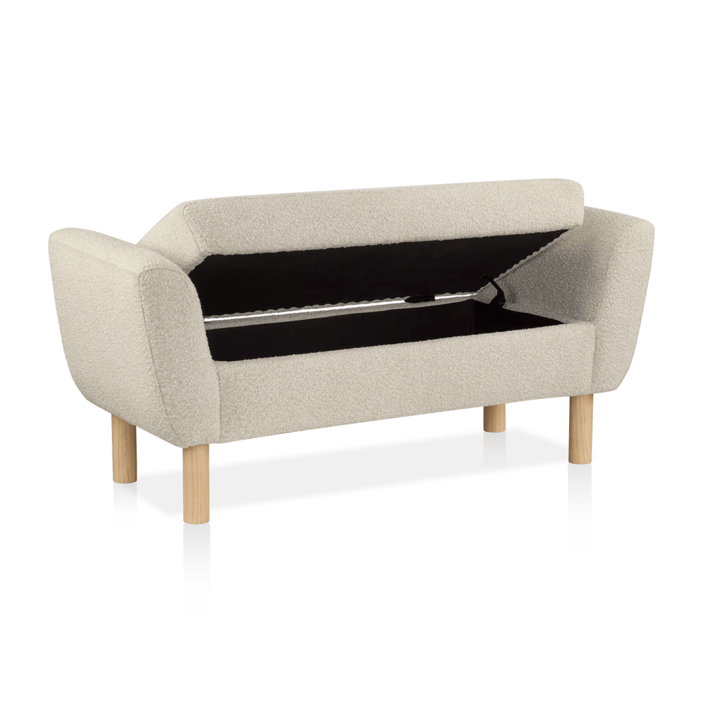 Fabric and Wood Bench