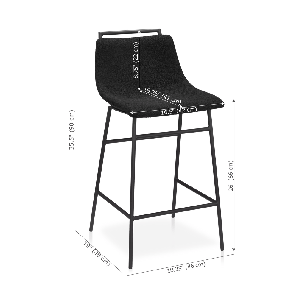 Fabric and Metal Counter Stool