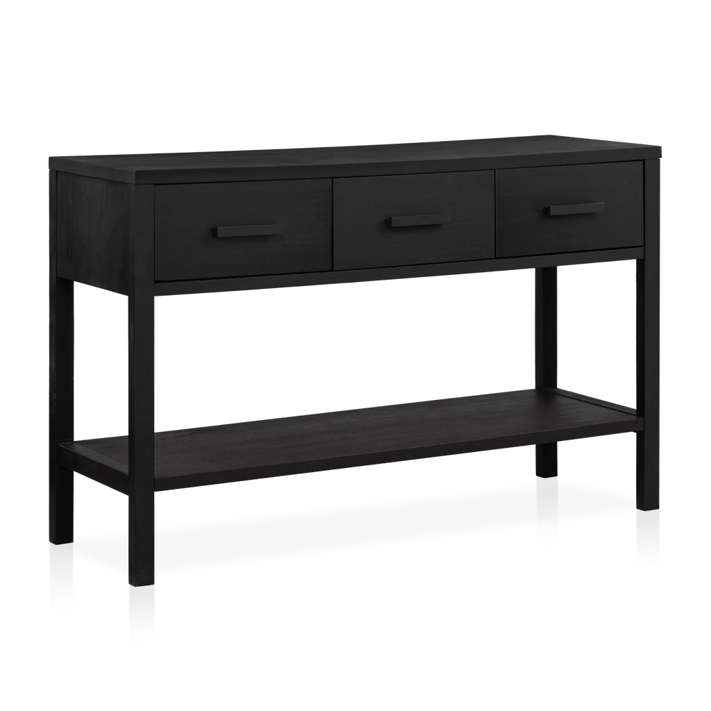 Black Veneer 3-Drawer Console