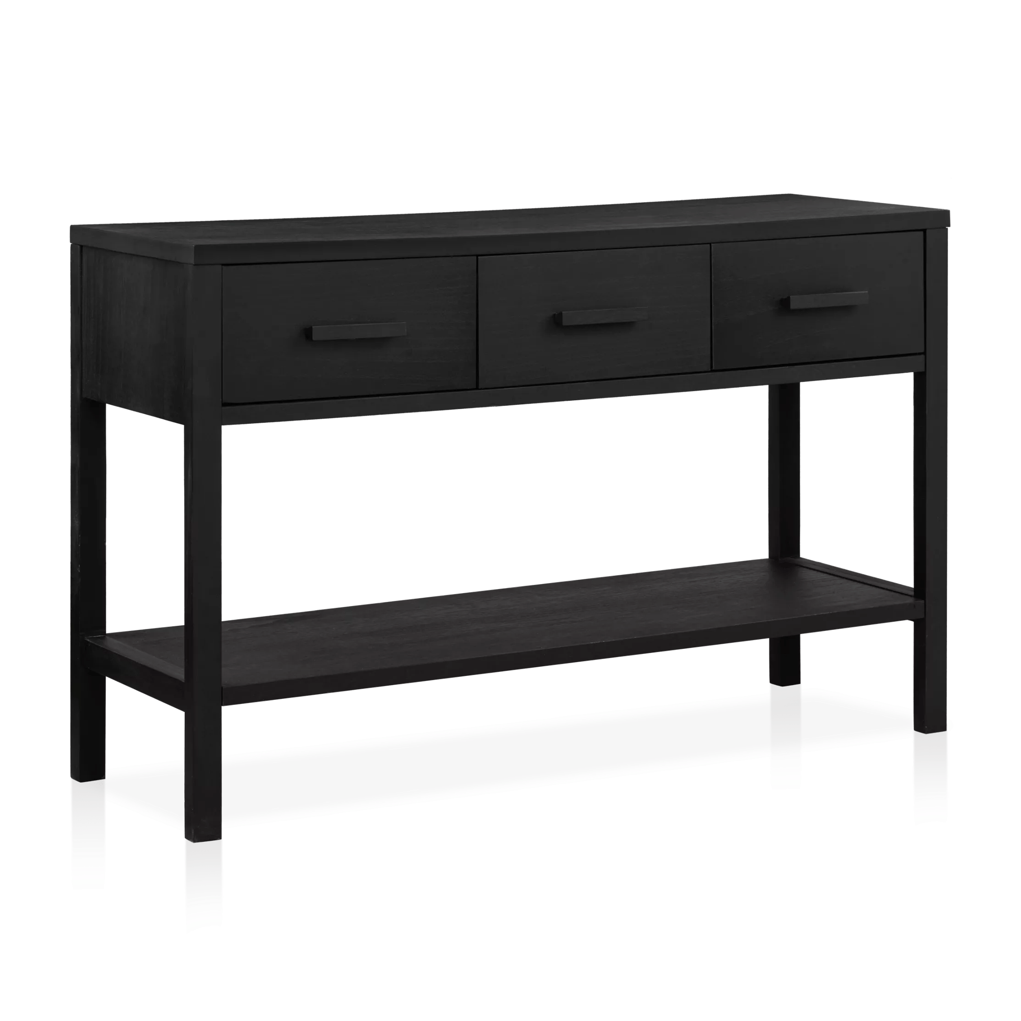 Black Veneer 3-Drawer Console