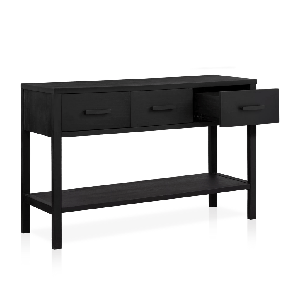 Black Veneer 3-Drawer Console