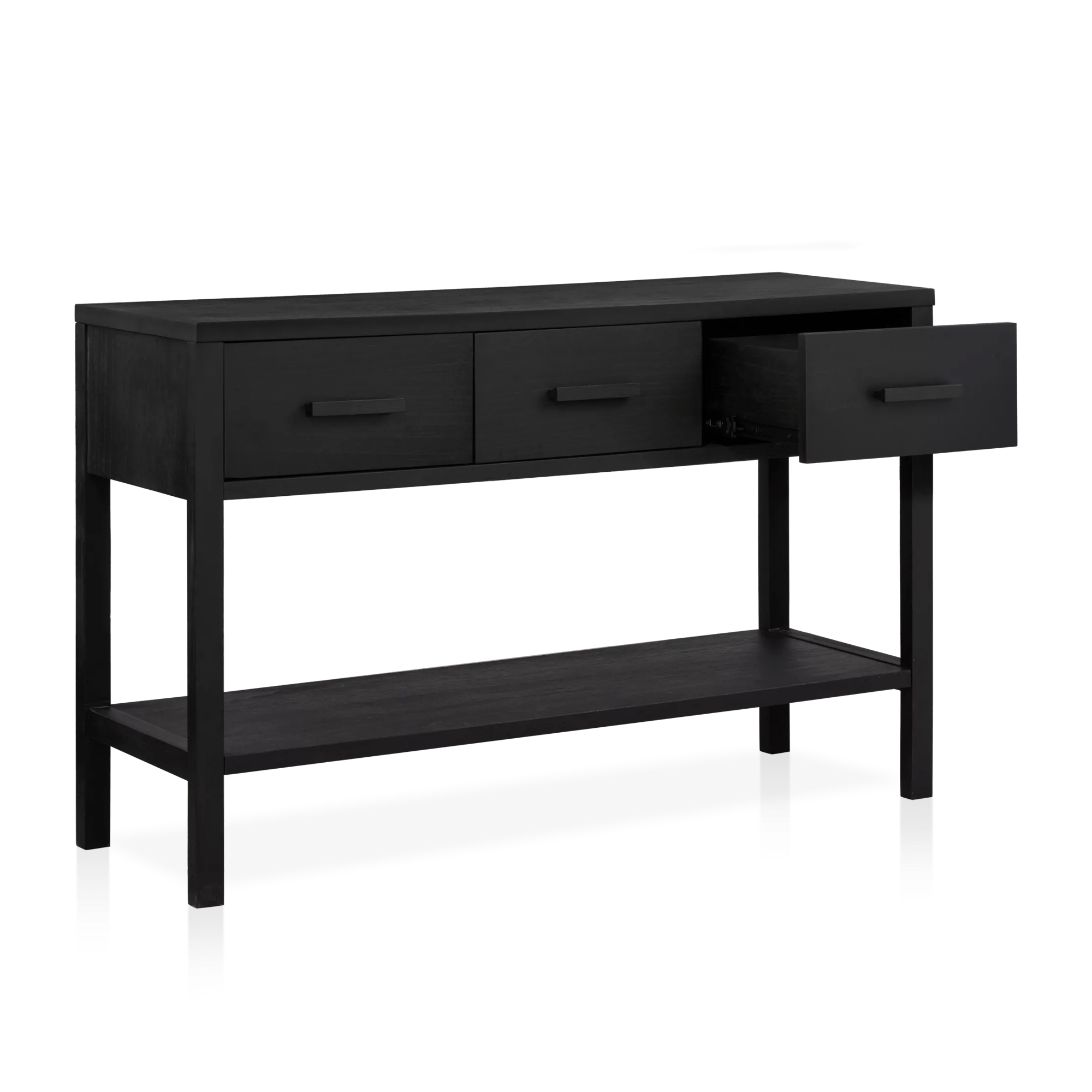 Black Veneer 3-Drawer Console