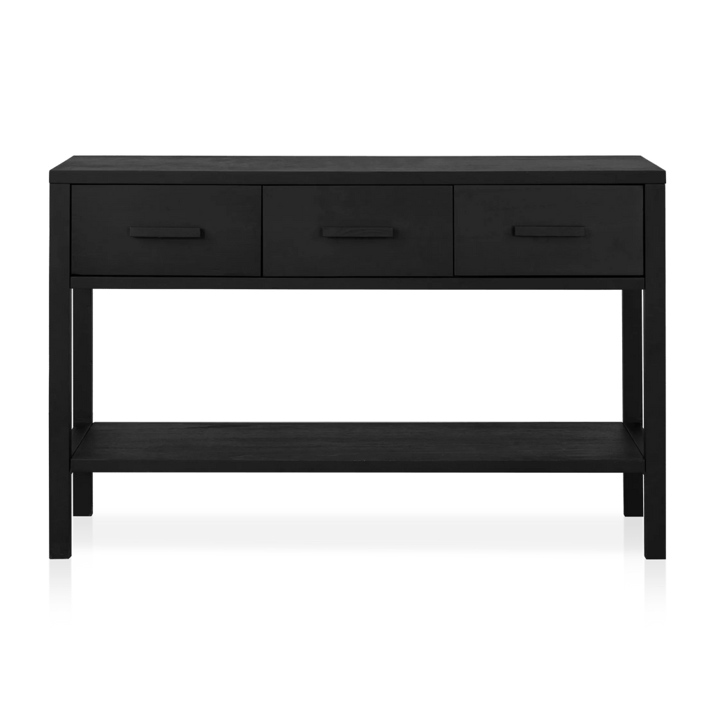 Black Veneer 3-Drawer Console