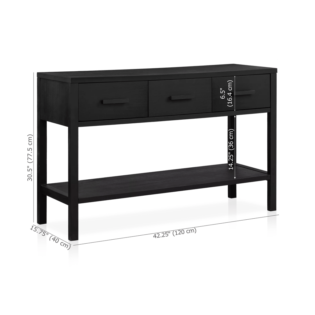 Black Veneer 3-Drawer Console