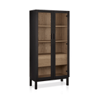 Black Wooden Buffet with Glass Doors