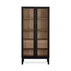 Black Wooden Buffet with Glass Doors