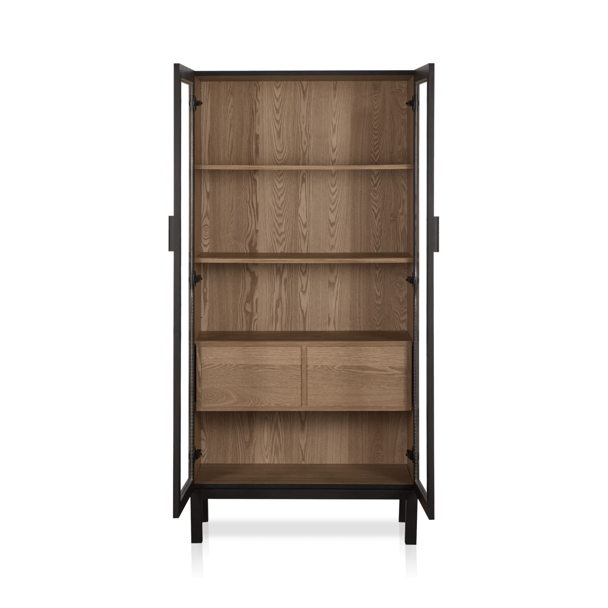 Black Wooden Buffet with Glass Doors