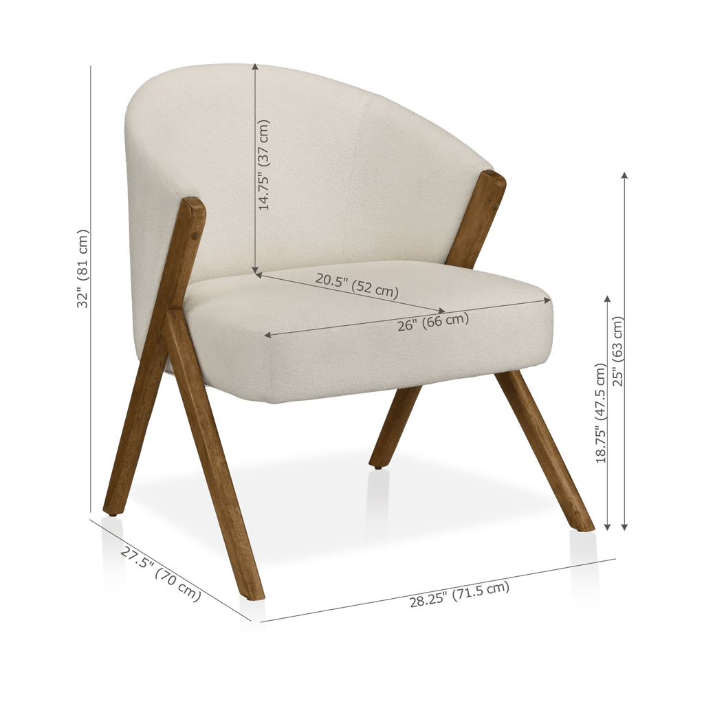 Fabric and Wood Accent Chair