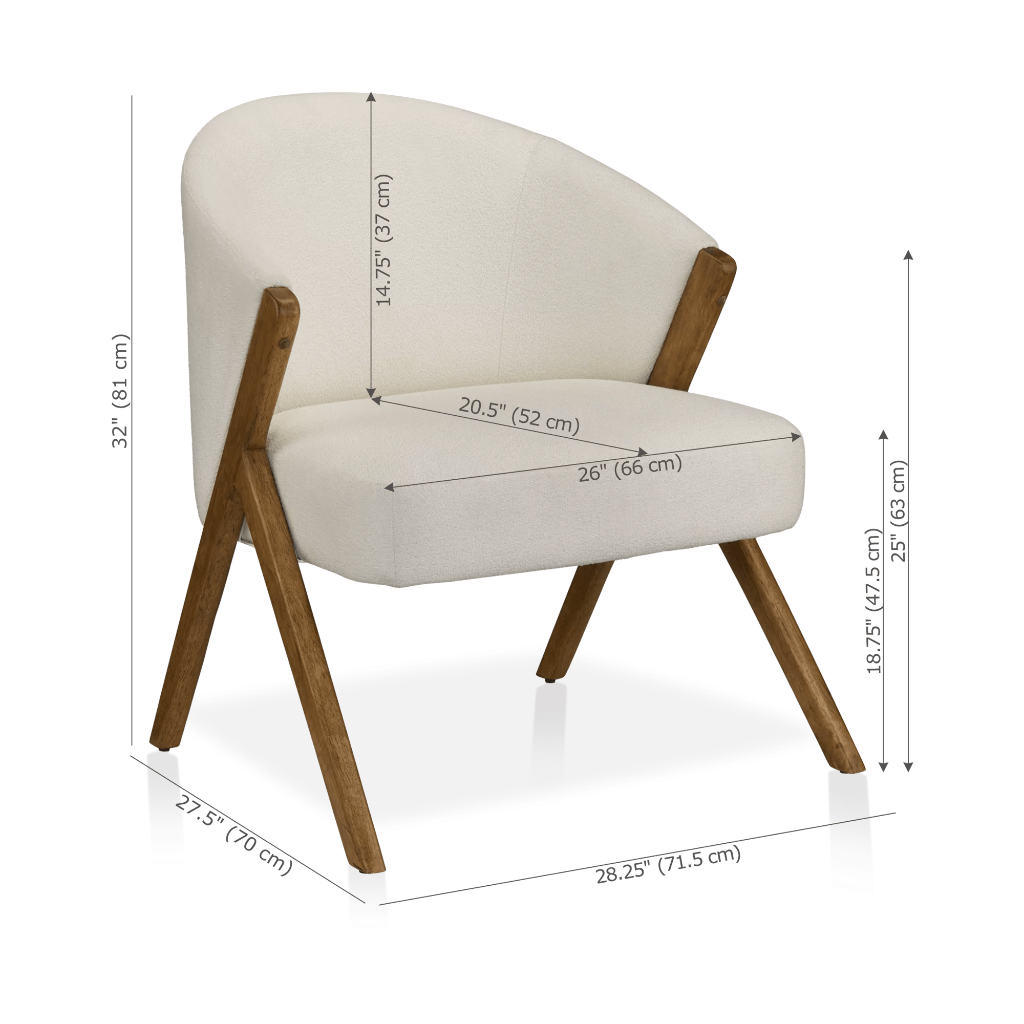 Fabric and Wood Accent Chair