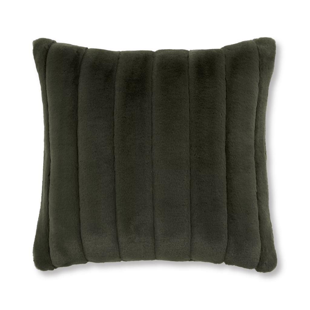 Green Cougar Faux Fur Throw Pillow