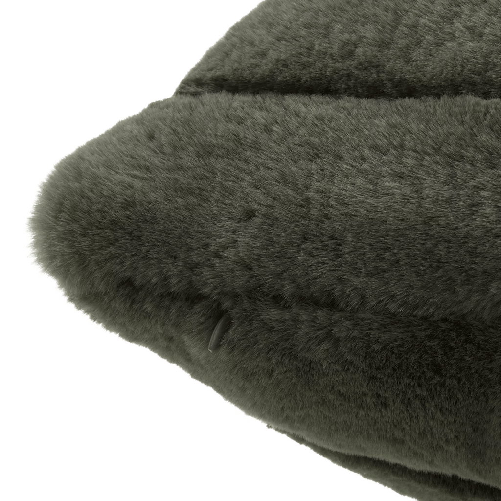 Green Cougar Faux Fur Throw Pillow