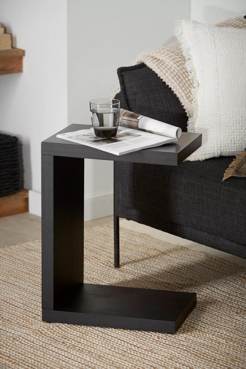 Black Wood Side Table