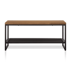 Wood and Metal Bench with Shoe Rack