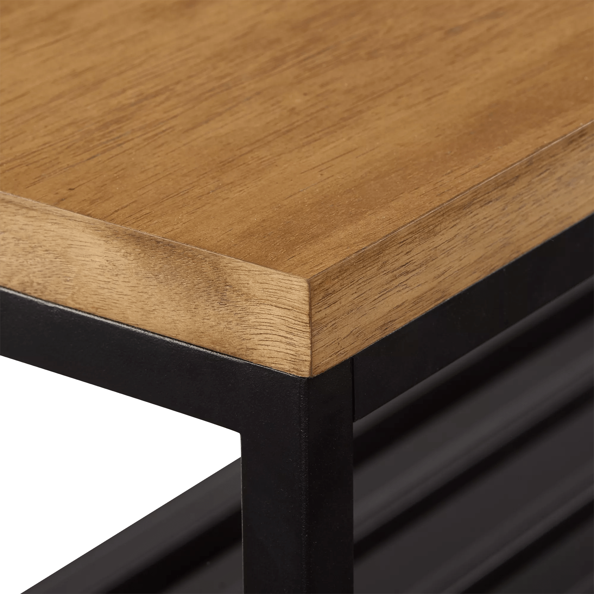 Wood and Metal Bench with Shoe Rack