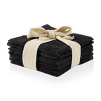Black Set of 6 Large Washcloths