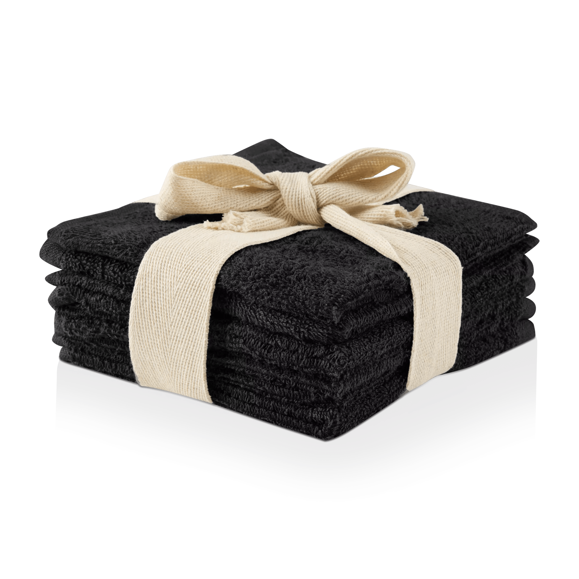 Black Set of 6 Large Washcloths