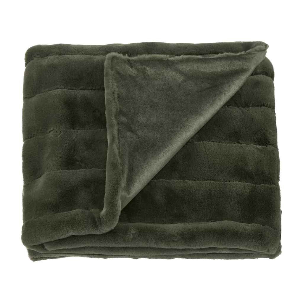 Green Cougar Faux Fur Throw