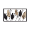 Framed Metal & Wood Leaves Wall Art