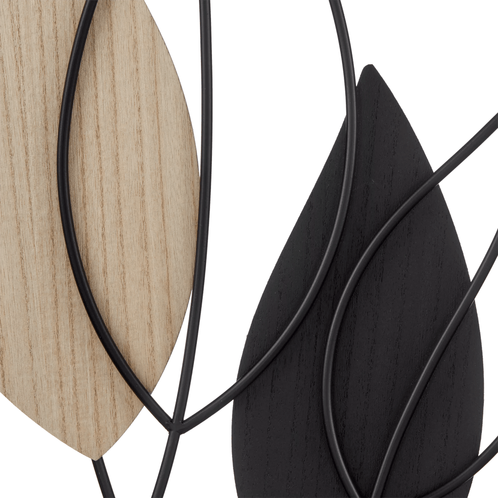 Framed Metal & Wood Leaves Wall Art