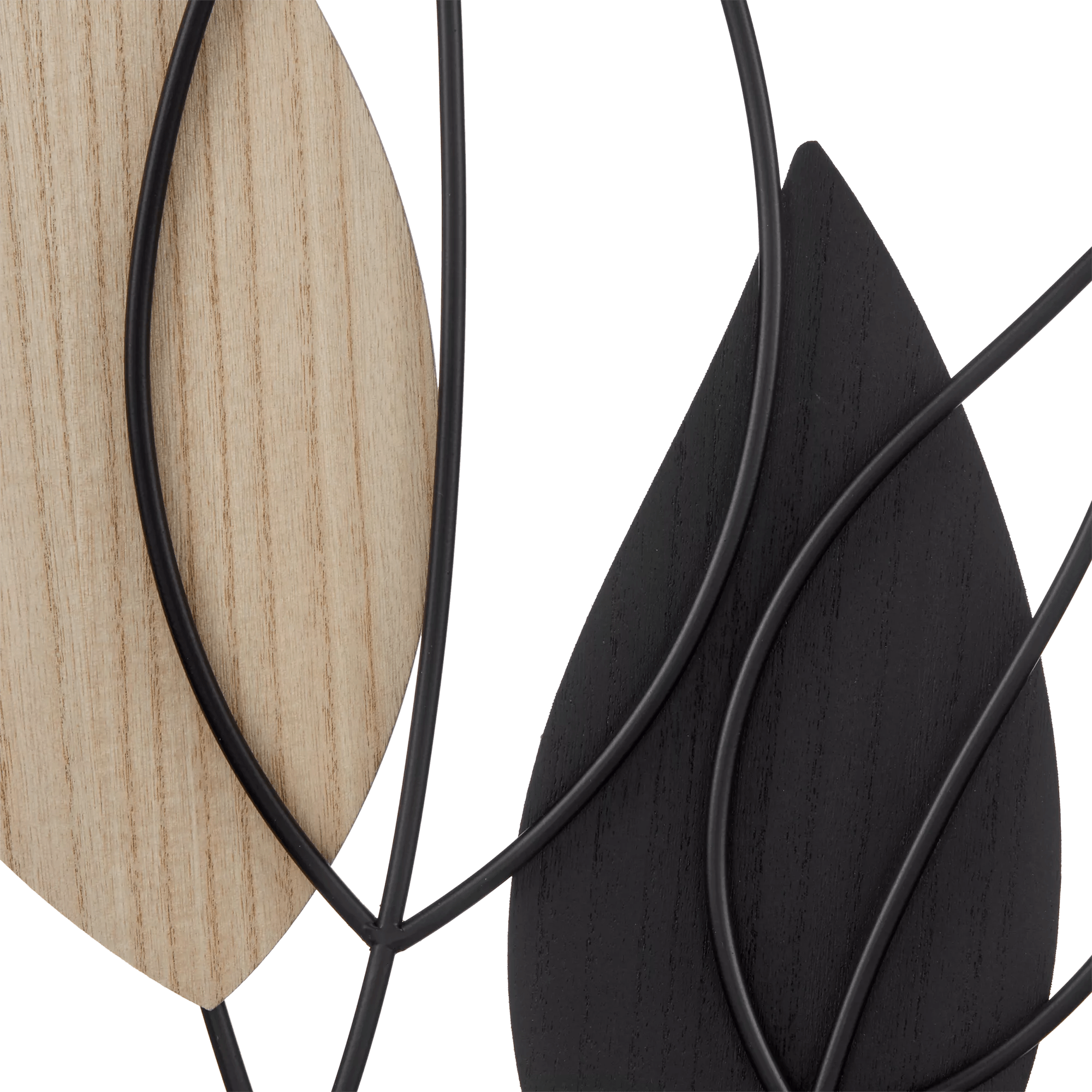 Framed Metal & Wood Leaves Wall Art