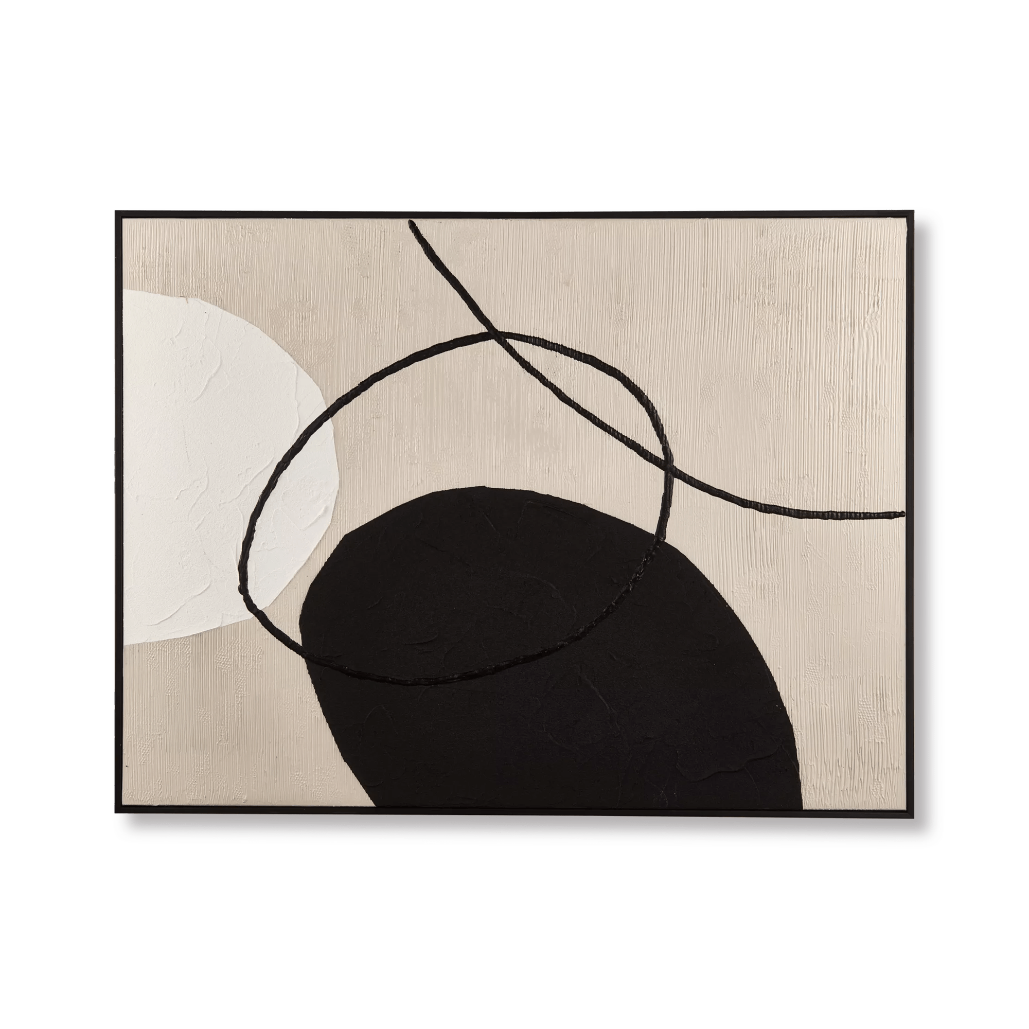 Neutral Oval Abstract Painted Canvas