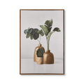 Succulents in Wood Vase Printed Framed Canvas