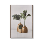 Succulents in Wood Vase Printed Framed Canvas